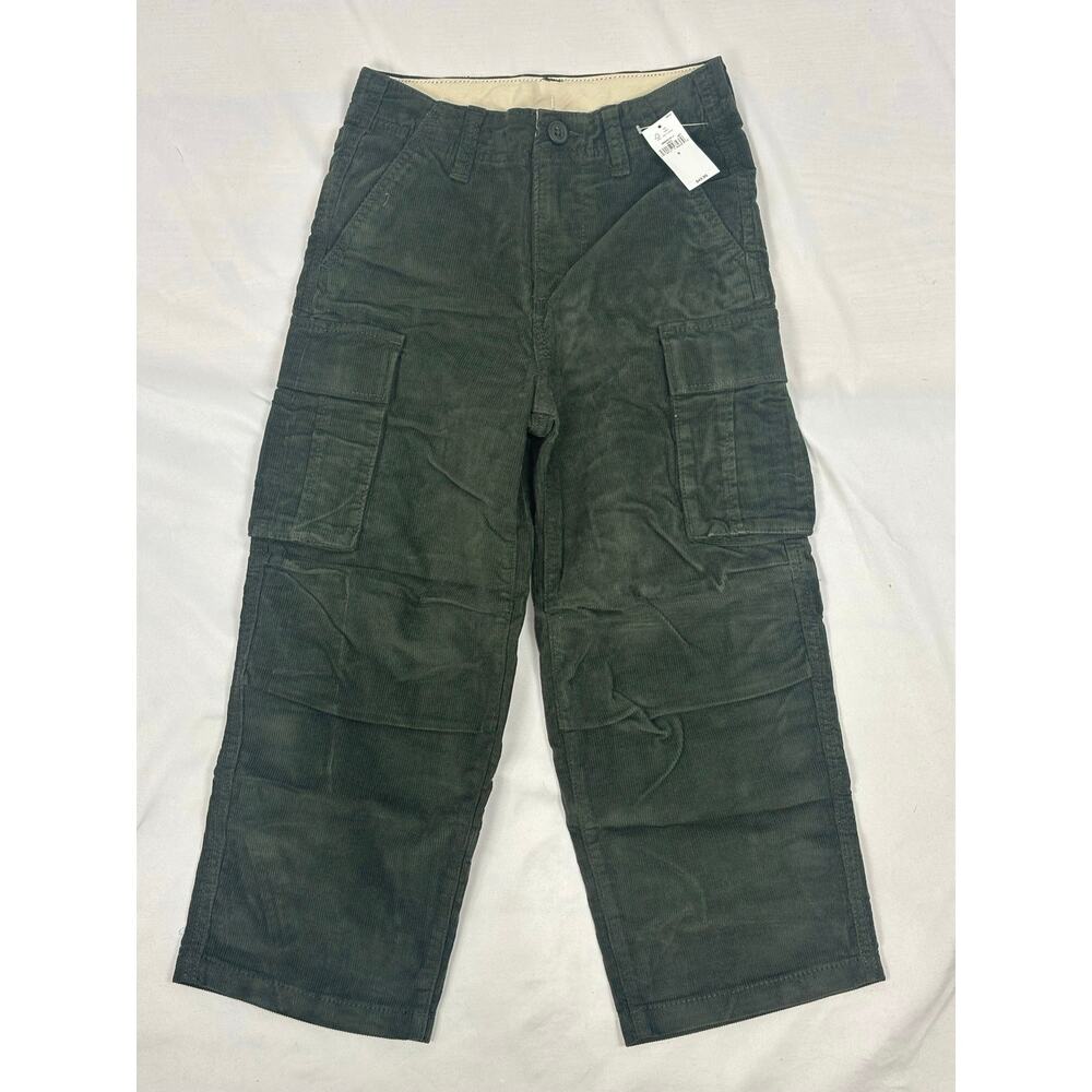 Gap Kids Corduroy Cargo Pants Green Size 6 Baggy Wide Leg Utility